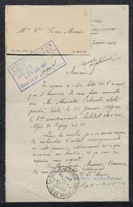 Dossier concernant la réponse donnée par la mairie de l’Elysée (France, Paris) à la demande de renseignements émise par le Musée sur le peintre Alexandre Cabanel et ses héritiers, pour Mme veuve Louis Mercier (Schaerbeek).