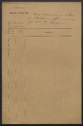 Dossier concernant un tableau de Renson représentant le Portrait de la marquise de Woestine, dame...