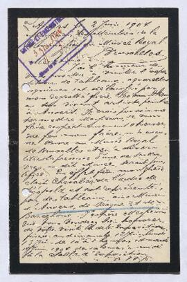 Lettre concernant une invitation à une exposition vente des œuvres de Leo Van Aken, envoyée par s...