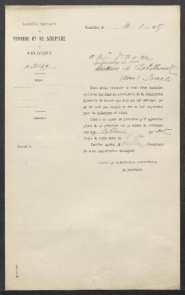 Dossier concernant L’orgie des Philistins et La bataille d’Ascalon tableaux donnés à Coomans [pré...