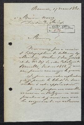 Dossier concernant divers renseignements communiqués en 1858 par Mr Lefevre-Soyer père (Beauvais,...