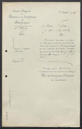 Dossier concernant Midas jugeant Marzyas et Appolon tableau attribué à Guillaume Kerricx, offert ...