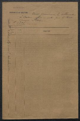 Dossier concernant deux tableaux de Louis Artan [de Saint-Martin] dont Mer du Nord (inv. 3370), a...