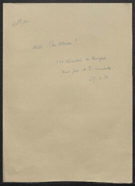Lettre concernant une vente à Bruxelles présentant un tableau de Van Ostade [prénom ?], signalé p...