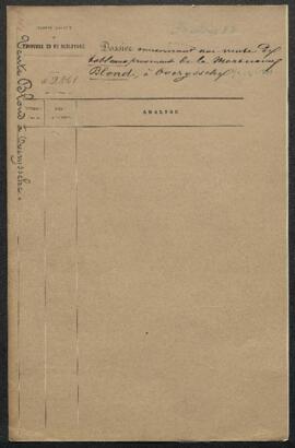Dossier concernant la vente de tableaux anciens et de livres provenant de la mortuaire de Mr Blon...