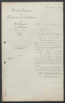 Dossier concernant un tableau de Louis David représentant le Portrait de Madame Renier Hermans, o...