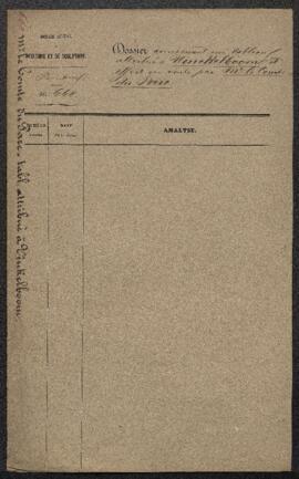 Dossier concernant un tableau attribué à Vinkenboom, provenant du château impérial de Gratz en St...