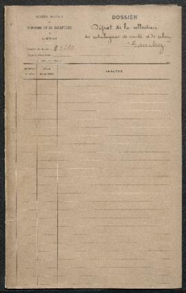 Dossier concernant le dépôt temporaire au Musée de la collection de catalogues de vente Gauchez.