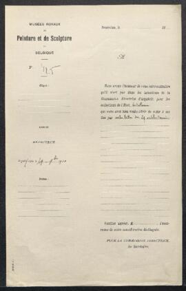 Dossier concernant un tableau représentant Une Vénus qui va être couronnée, signé G.S., attribué ...