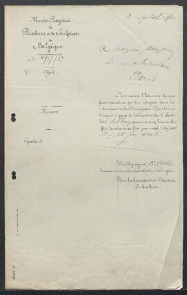Dossier concernant une collection de tableaux de grands maîtres de différentes écoles, offerte en...