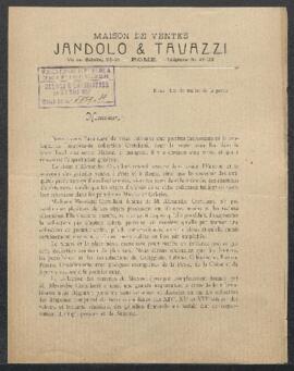 Lettre de la maison de vente Jandolo & Tavazzi à Rome annonçant la vente de la collection de ...
