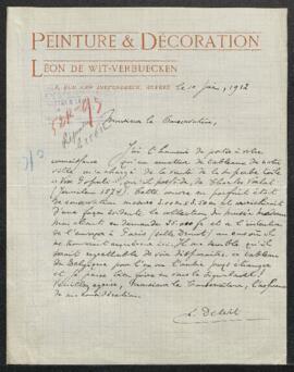 Lettre concernant Vox populi, tableau de Charles Verlat, offert en vente par l'intermédiaire de L...