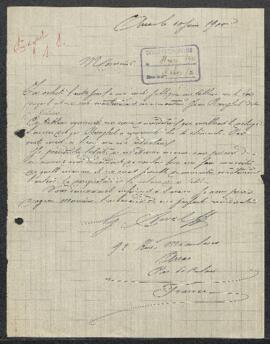 Lettre de Mr G. Auvel (?) (France, Arras) concernant une demande d’authentification d’un tableau ...