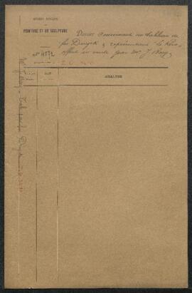 Dossier concernant un tableau de feu Edouard Duyck intitulé Le Rêve (inv. 3410), acquis de Mr J. ...