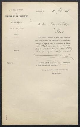 Dossier concernant un panneau de l'école flamande sans doute de Van Eyck représentant La Vierge, ...