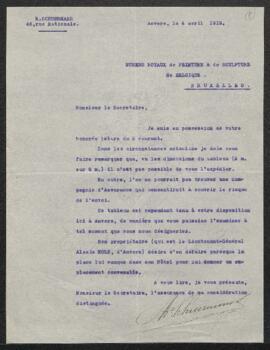 Dossier concernant un tableau signé Constantin Meunier, Episode de la guerre des paysans sous la ...