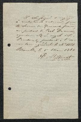 Dossier concernant les restaurations confiées ou à confier au restaurateur P. Missiant en 1860.