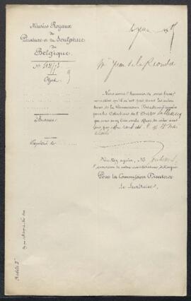 Dossier concernant deux tableaux donnés à Francisco Goya offerts en vente par Juan de la Ronda y ...