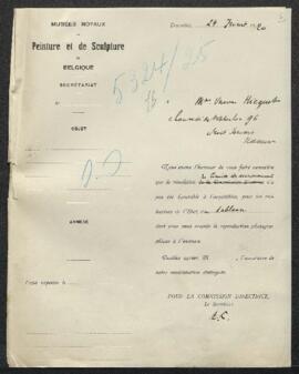 Dossier concernant un tableau représentant Le roi Léopold Ier accompagné du duc de Brabant rentra...