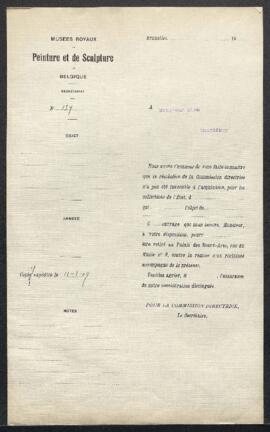 Dossier concernant une Marine de [Henri] Leys offerte en vente par Mr Blom (Charleroi). — Offre r...