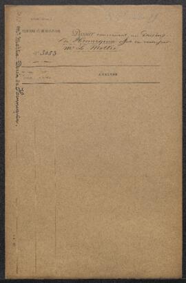 Dossier concernant un dessin de [Philippe ?] Hennequin offert en vente par Mr L. Mottie (Bruxelle...