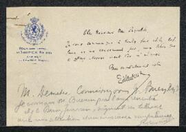 Lettre de recommandation pour le restaurateur M. Buenen.