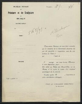 Dossier concernant le portrait de l’Amiral Duoddo, tableau atribué à [Jacopo Robusti dit le] Tint...