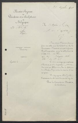 Dossier concernant un dessin au crayon donné à [Alfred ?] Stevens daté 1898, offert en vente par ...