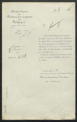 Dossier concernant un tableau réalisé par M. Buri 1906, dimensions 33 x 55 cm, offert en vente pa...