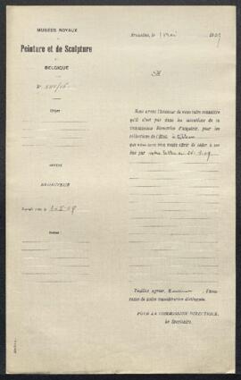 Dossier concernant un tableau de Joseph Stevens, signé et daté 1854, et intitulé L'équitation à l...