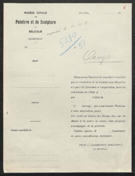 Dossier concernant un Paysage de l’école hollandaise, offert en vente par Mme H. Claes (Bruxelles...