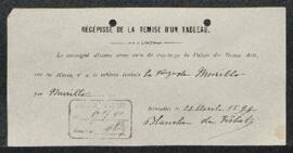 Dossier concernant un tableau attribué à Murillo représentant une Vierge, offert en vente par Mme...