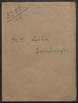 Dossier concernant une demande de renseignements de Mme May Leslie (Grande-Bretagne, Edinburg) re...