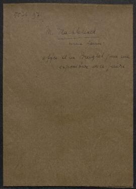 Dossier concernant un tableau de Breughel l’Ancien [Pieter Bruegel] représentant un Paysage avec ...
