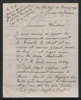 Lettre concernant deux statuettes et un Christ en ivoire de J[ean]-B[aptiste] Tubi, offerts en ve...