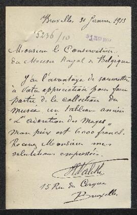 Dossier concernant un tableau ancien représentant L'adoration des mages, offert en vente par Mr H...