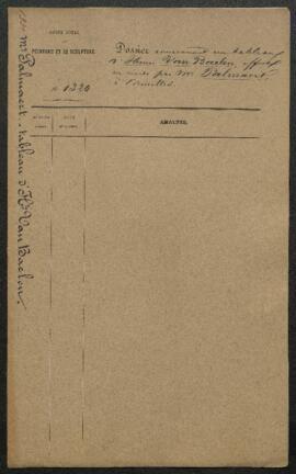 Dossier concernant un tableau de Henri [Hendrik] van Baelen représentant Le Christ entre les deux...