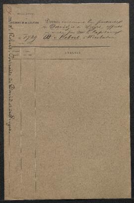 Dossier concernant plusieurs oeuvres offertes en vente par le capitaine W. V. Robert (Allemagne, ...