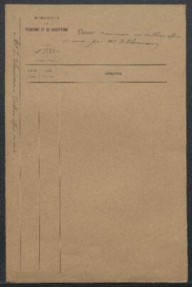 Dossier concernant un tableau (auteur et sujet non mentionnés), offert en vente par Mr Theuwissen...