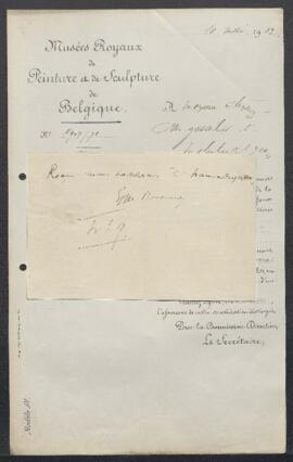 Dossier concernant un tableau signé Joan Frans Buyket (XVIe siècle) rerpésentant une Hamadryade, ...