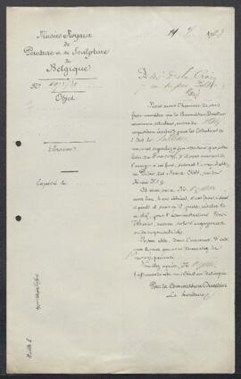 Dossier concernant un Paysage, tableau attribué à Pierre Bout et Adriaen Frans Boudewijns, offert...