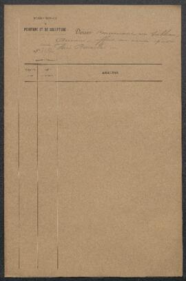 Dossier concernant un tableau ancien (sujet non mentionné), offert en vente par le peintre [préno...