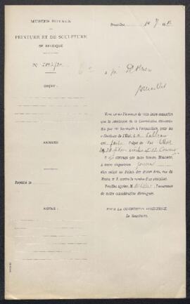 Dossier concernant un panneau ancien, offert en vente par Mr Donen (Bruxelles). — Offre refusée.