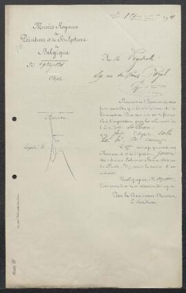 Dossier concernant un tableau de [Henri] Leys, offert en vente par Mr V. Rigidiotti (Bruxelles). ...