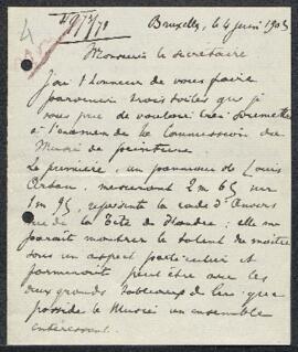 Dossier concernant La Rade d'Anvers, rue de la Tête de Flandre, tableau de Louis Artan, Cigognes ...