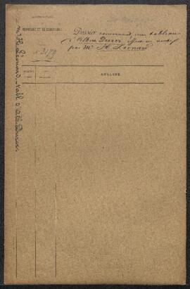 Dossier concernant un tableau d’Albrecht Dürer représentant Saint Jérôme, appartenant au Dr Kessels (Prusse rhénane, Königswinter, près de Bonn) et offert en vente au Musée par l’entremise de Henri Léonard (Verviers). — Sans suite apparente.