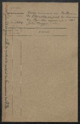 Dossier concernant le signalement par Mr Gachard, Archiviste général du Royaume, d’une galerie de Portraits en pied des souverains et souveraines des Pays-Bas aux XVIe et XVIIe siècles, appartenant à l’avocat Jules Aragon (France, Paris) et qui est à vendre. — Offre refusée.