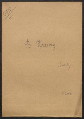 Dossier concernant une demande d’échange de photographies d’indigènes d’Australie contre des timbres postes et émanant de Mr B. Harvey (Grande-Bretagne,Coventry).