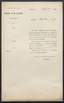 Dossier concernant une demande de renseignements sur un tableau ancien émanant de Mr J. van den B...