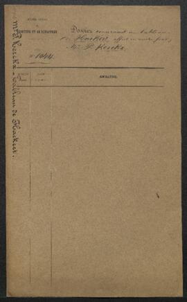 Dossier concernant un Paysage avec rochers et figures de J[an] Hakkert [Hackaert], offert en vent...